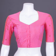 Pink Aari Embroidered Silk Blouse 10069589 - Avishya