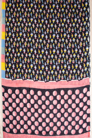 Blue Hand Block Printed Cotton Saree 10069085 - Avishya