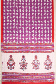 Purple Hand Block Printed Cotton Saree 10069088 - Avishya