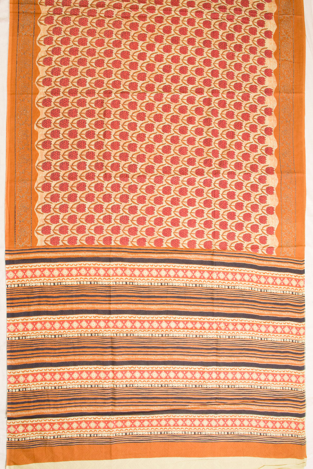 Brown Vanaspathi Printed Mulmul Cotton Saree 10069096 - Avishya