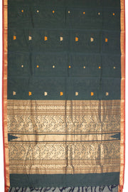 Green Kanchi Cotton Saree 10068674 - Avishya