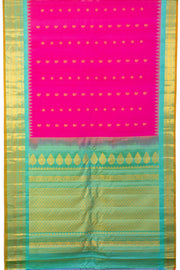 Hot Rose Pink Handloom Gadwal Silk Saree With Temple Border 10077205
