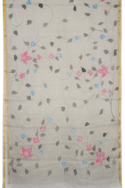 Grey Hand Painted Organza Saree - Avishya