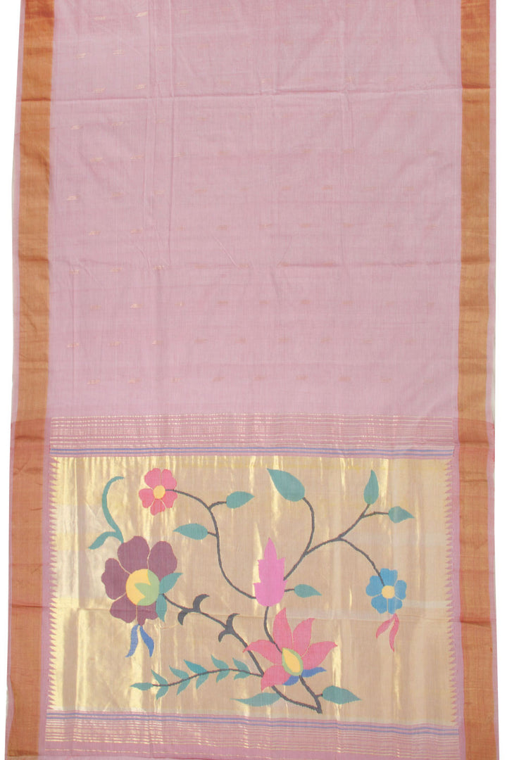 Peach Handloom Paithani Cotton Saree 10068429 - Avishya