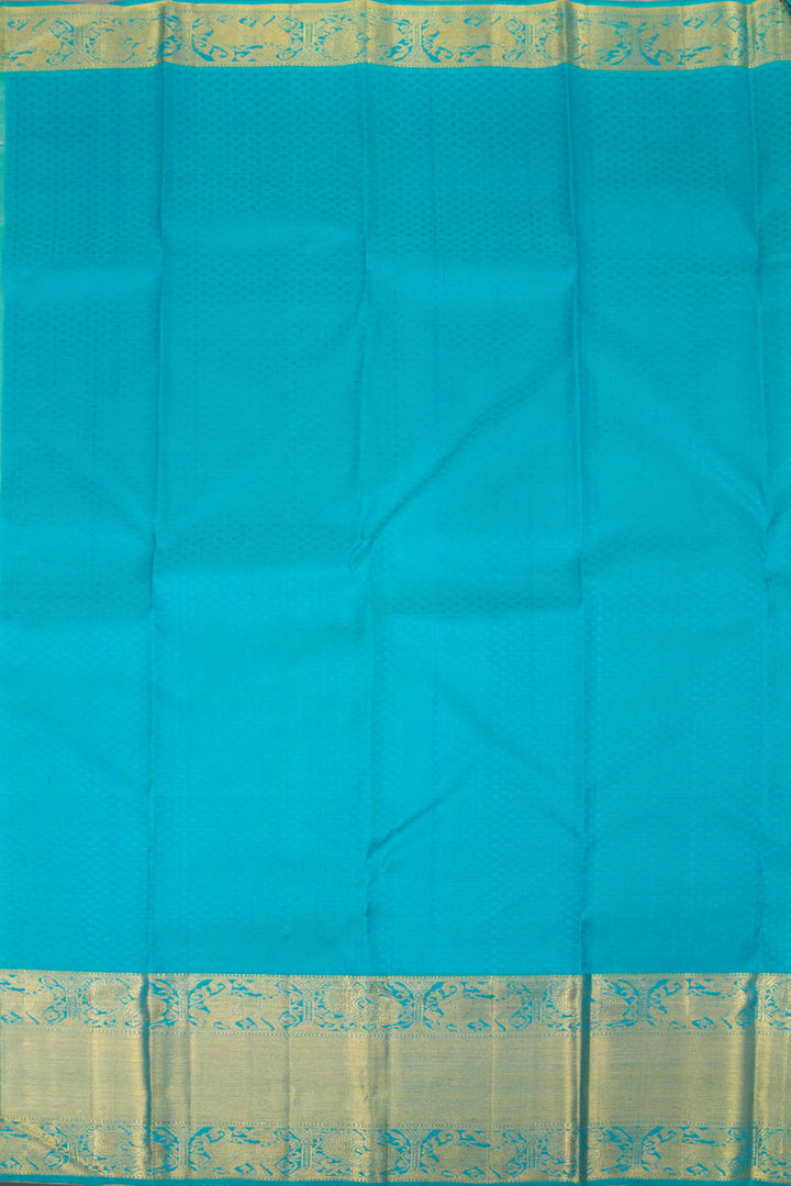 Topaz Blue Pure Zari Bridal Kanjivaram Silk Saree 10063064