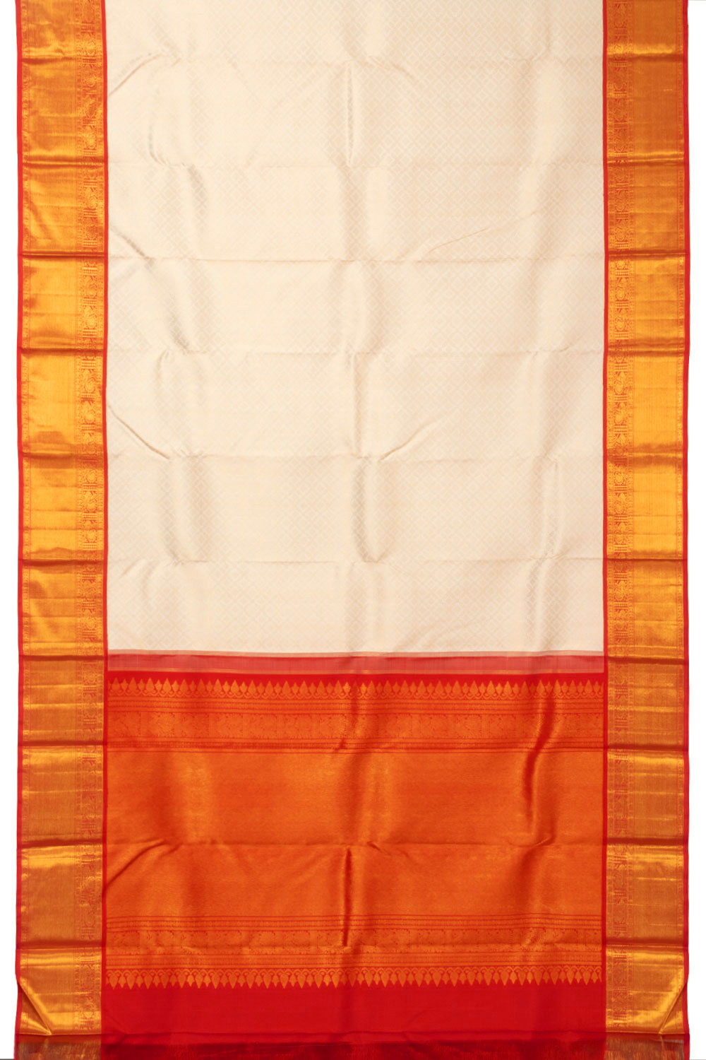White Bridal Handloom Kanjivaram Silk Saree - Avishya