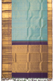  Capri Blue Bridal Korvai Kanjivaram Pure Zari Silk Saree 10073937