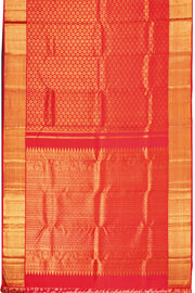 Orangish Red Monotone Bridal Kanjivaram Pure Zari Silk Saree 10074735