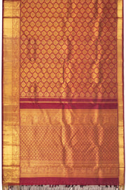Burgundy Maroon Monotone Bridal Kanjivaram Pure Zari Silk Saree 10074736
