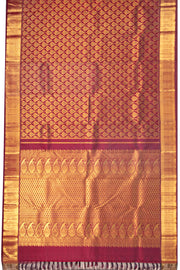 Burgundy Maroon Monotone Bridal Kanjivaram Pure Zari Silk Saree 10074737