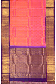 Brilliant Pink Korvai Kanjivaram Pure Zari Handloom Silk Saree with Diamond Motifs and Contrast Violet Border 10074742
