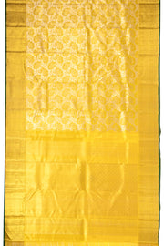 Vibrant Yellow Kanjivaram Pure Zari Handloom Tissue Silk Saree with Kodimalar & Elephant Motifs 10074756