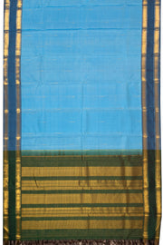  Sky Blue Kanjivaram Silk Saree with Checks Design 10075632