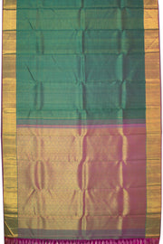 Bottle Green Kanjivaram Silk Saree with Checks Design 10075635