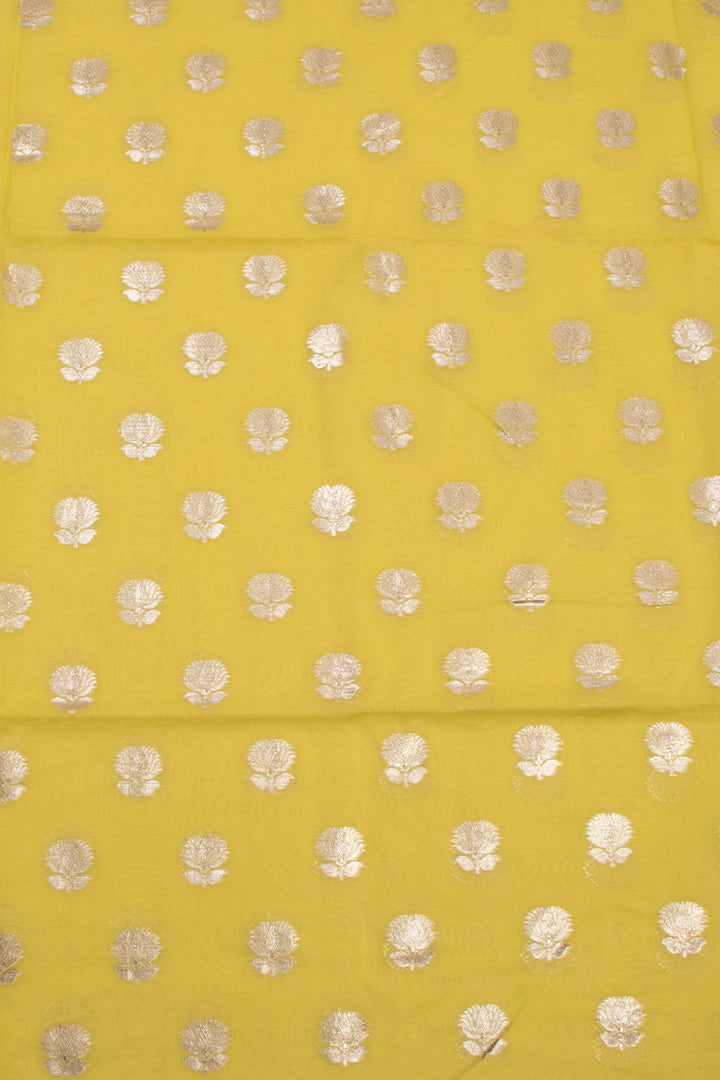Yellow 3-piece Banarasi Silk Salwar Suit Material 10070359