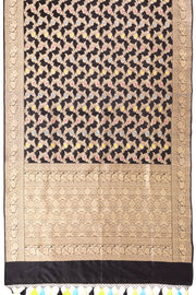 Black Handloom Banarasi Katan Silk Saree 10068911 - Avishya