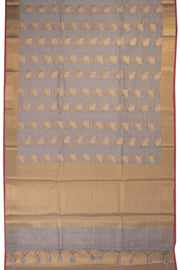 Grayish Blue Handloom Banarasi Silk Cotton Saree 10070499 - Avishya