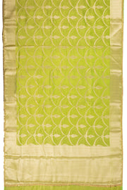 Green Banarasi Tissue Organza Saree With Sequin Border