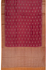 Maroon Handloom Banarasi Muga Silk Saree 10074272