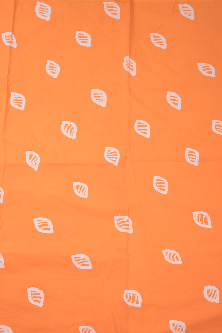 Bright Orange Batik Cotton 3-Piece Salwar Suit Material -Avishya
