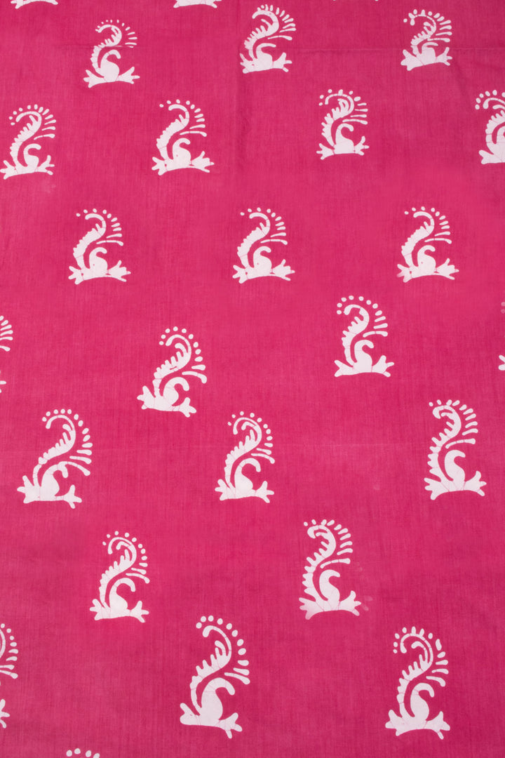 Candy Pink Batik Cotton 3-Piece Salwar Suit Material -Avishya
