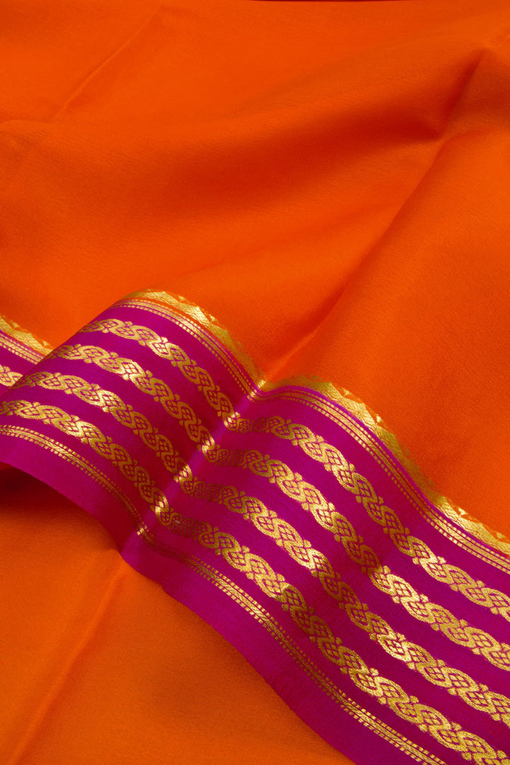 Deep Orange Mysore Crepe Silk Saree 10062294