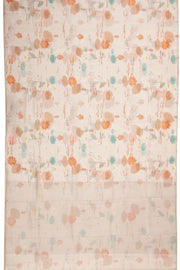 Cream Handloom Printed Chanderi Silk Cotton Saree