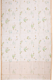 Cream Handloom Printed Chanderi Saree 10071043