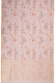 Light Purple Handloom Printed Chanderi Silk Cotton Saree