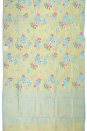 Green Handloom Printed Chanderi Silk Cotton Saree