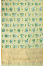 Green Handloom Printed Chanderi Silk Cotton Saree