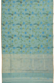 Blue Chanderi Printed Silk Cotton Saree 10075360