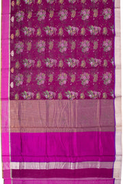 Magenta Chanderi Printed Silk Cotton Saree 10075362