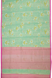 Green Chanderi Printed Silk Cotton Saree 10075365