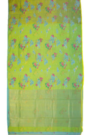 Green Chanderi Printed Silk Cotton Saree 10075367