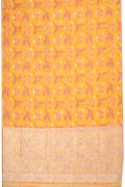 Yellow Chanderi Printed Silk Cotton Saree 10075368