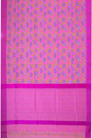 Pink Chanderi Printed Silk Cotton Saree 10075369
