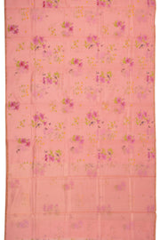 Peach Chanderi Printed Silk Cotton Saree 10075370