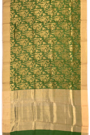 Green Chanderi Jaal Design Silk Saree 10075388