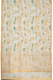Cream Chanderi Printed Silk Cotton Saree 10075924