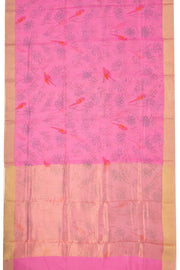 Pink Chanderi Printed Silk Cotton Saree 10075926