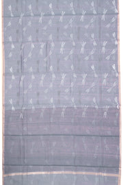 Grey Chanderi Printed Silk Cotton Saree 10075929