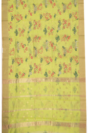 Green Chanderi Printed Silk Cotton Saree 10075936