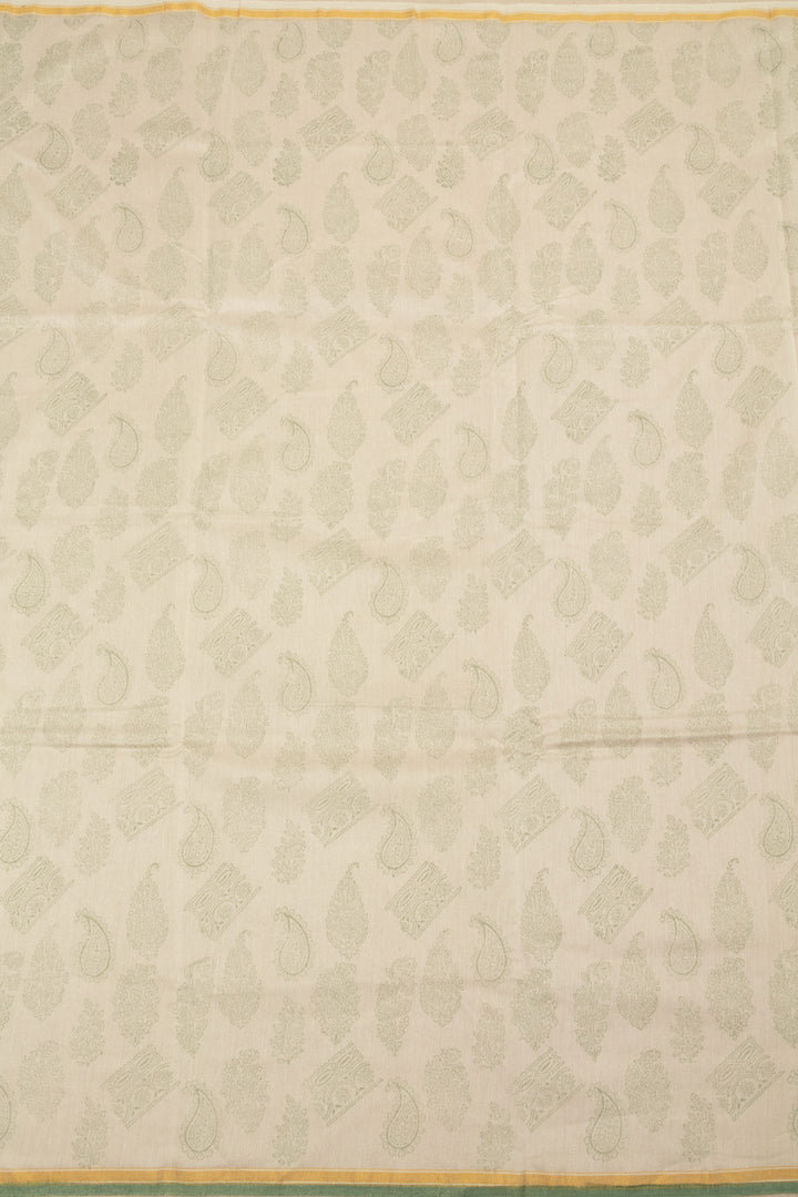 Off White Printed Handloom Chanderi Silk Cotton Saree - Avishya