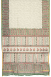 Off White Printed Handloom Chanderi Silk Cotton Saree - Avishya