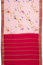 Pink Mysore Crepe Floral Silk Saree 10076683
