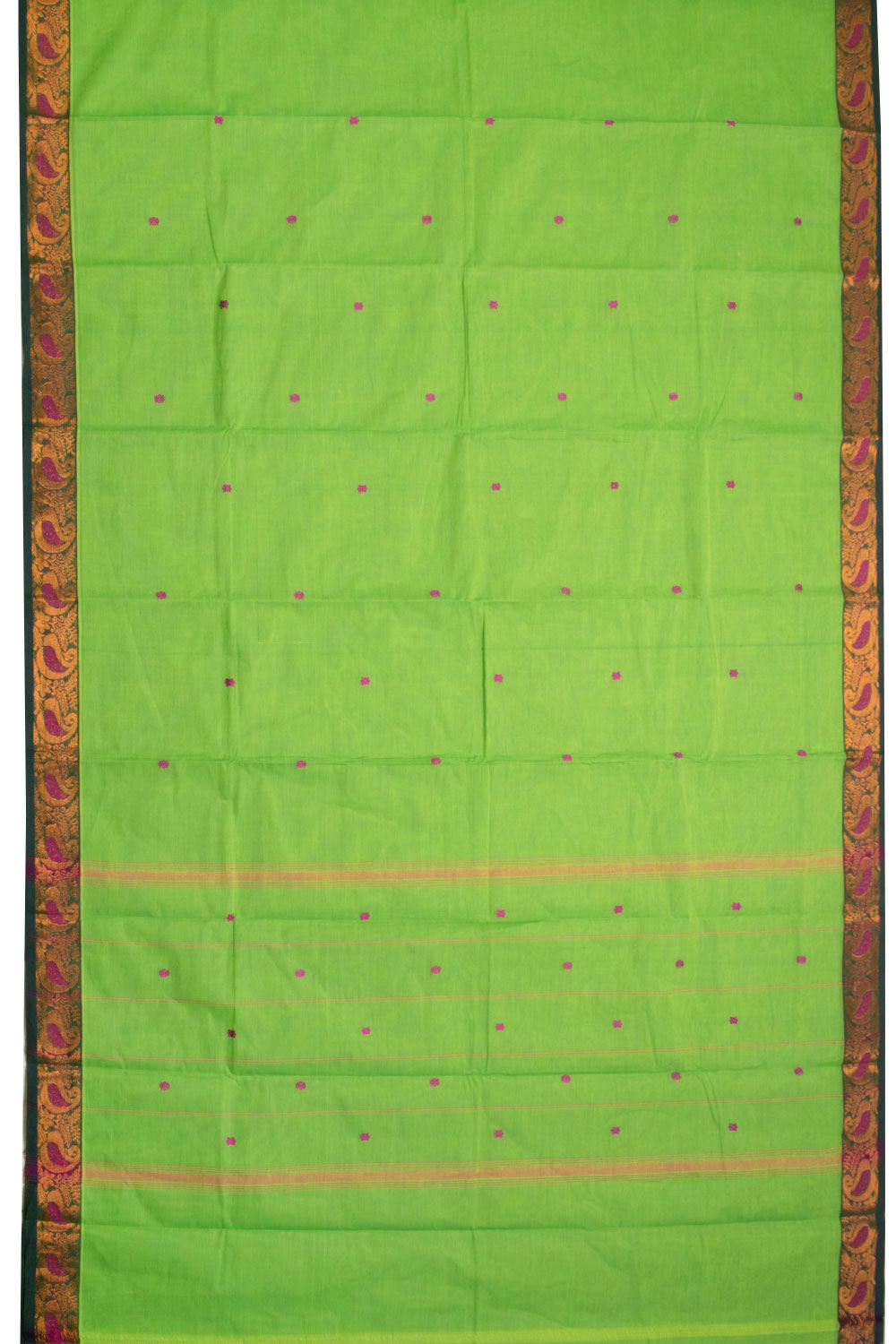 Lime Green Handloom Chettinad Cotton Saree 10070017