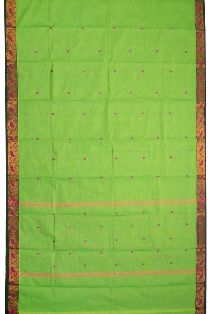 Lime Green Handloom Chettinad Cotton Saree 10070017