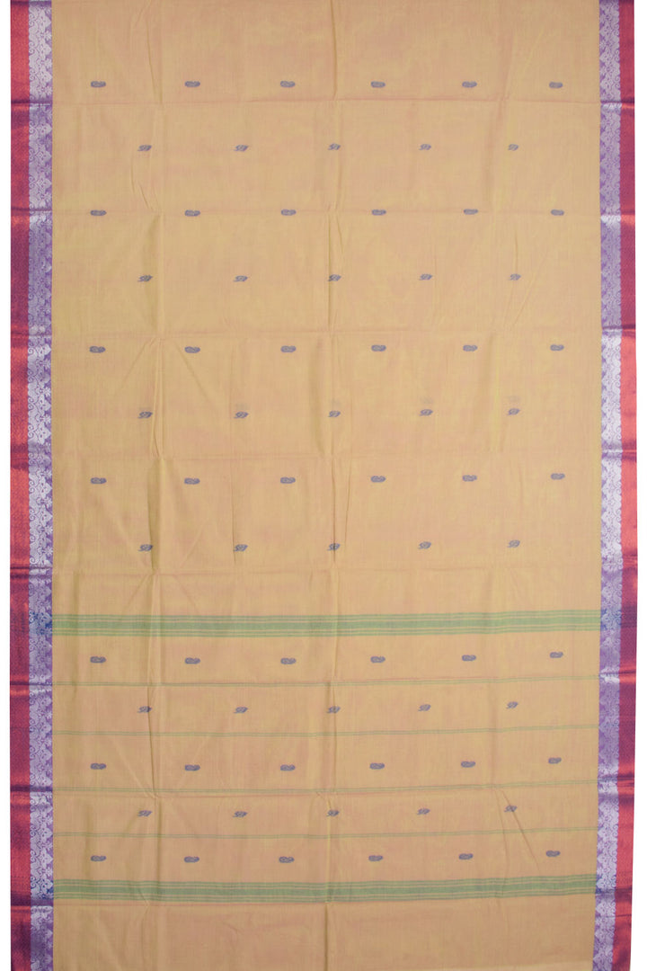 Dual Tone Beige Handloom Chettinad Cotton Saree 10070025