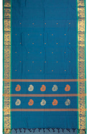 Blue Handloom Chettinad Cotton Saree Without Blouse 10072574